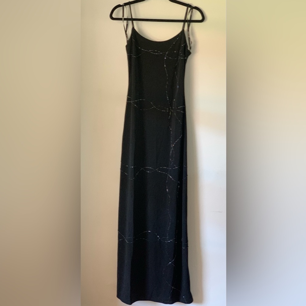 Black occasion dress with beaded detailed.